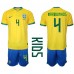 Brazilië Marquinhos #4 Babykleding Thuisshirt Kinderen WK 2022 Korte Mouwen (+ korte broeken)